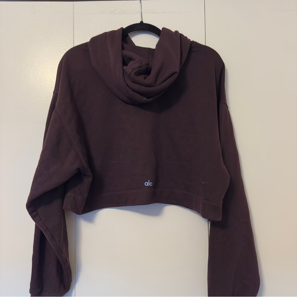 Alo Yoga Cropped Hoodie | Dark Purple - Picture 4 of 5